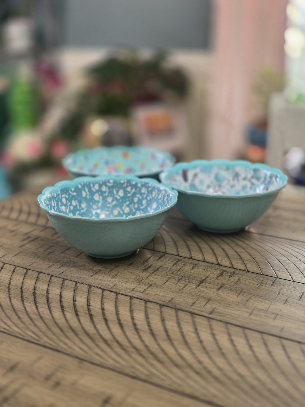 The Pioneer Woman Melamine Floral Round Dessert Bowls, Blue White, Set of 3